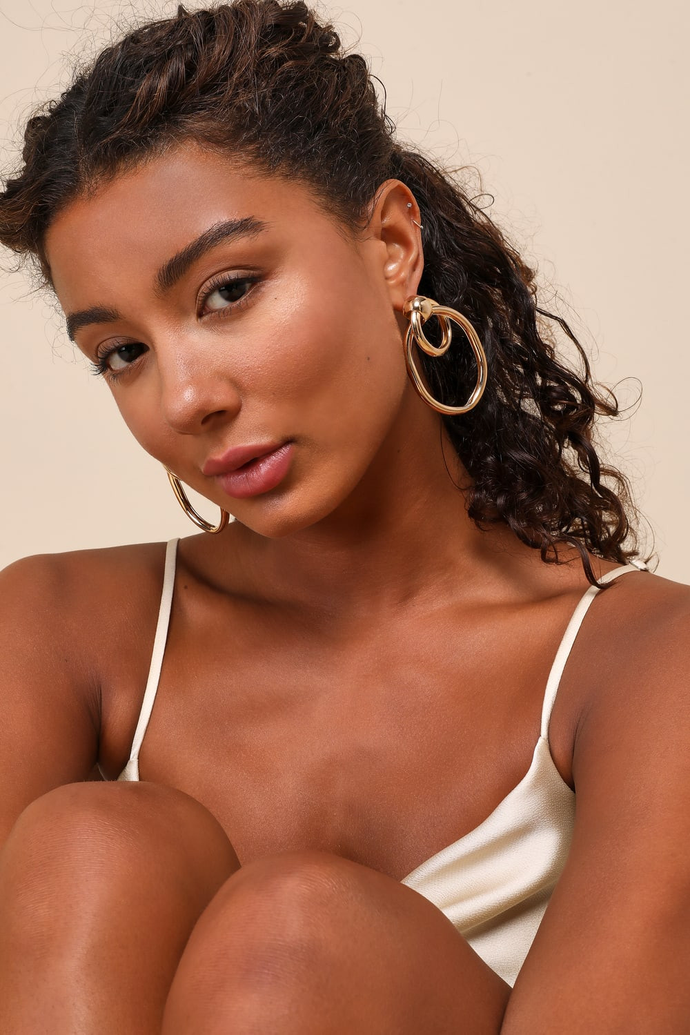 Looking Sophisticated Gold Double Layered Hoop Earrings | Lulus