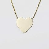 Heart Gold Necklace / 14K White,Rose,Yellow Gold Disk Charm/Flat Heart Gold Necklace for Women/Perso | Amazon (US)