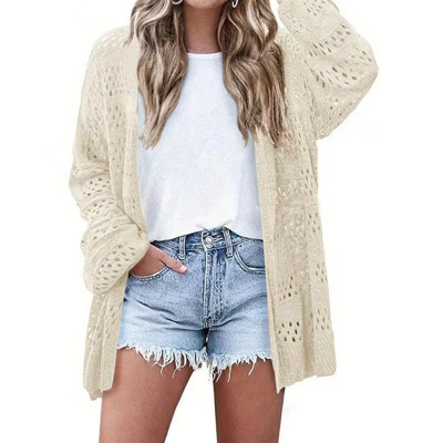 Coolmee Women's Crochet Cardigan Sweater Boho Long Sleeve Lightweight Oversized Open Front Knitted Sweater Outwear Apricot L | Target