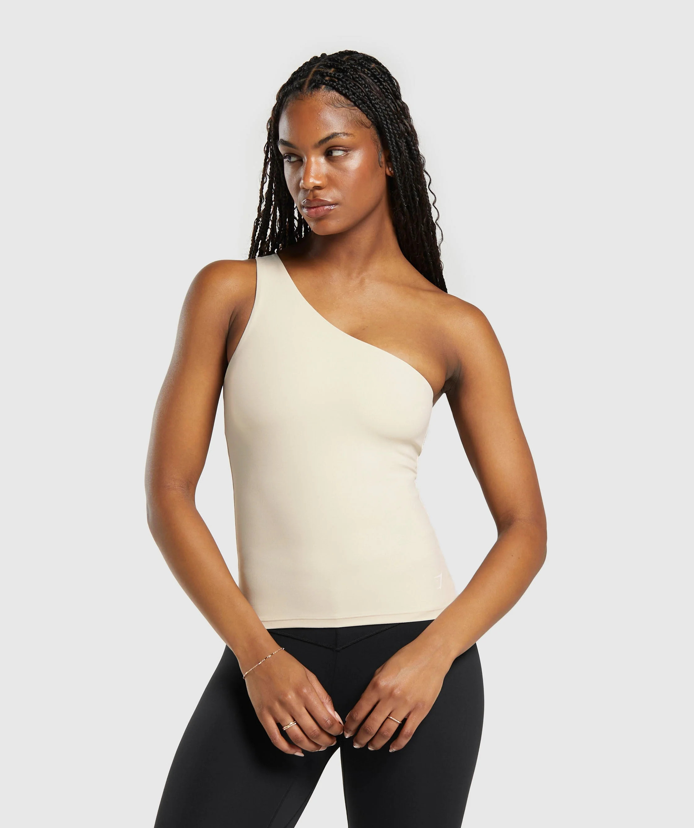Gymshark Asymmetric Tank With Shelf - Ecru White | Gymshark US