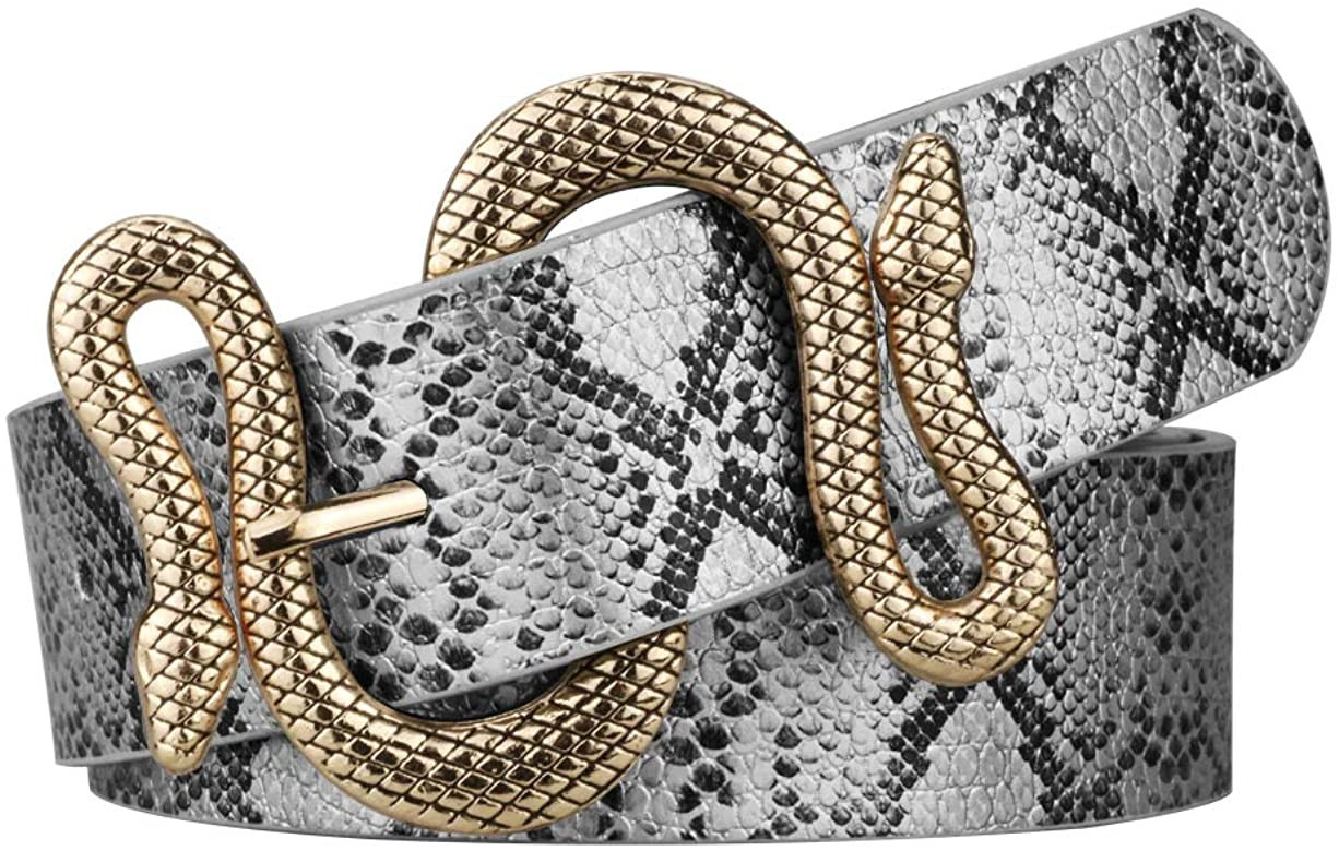 Belts for Women,Women Fashion Leather Belt for Dress with Snake Belt Buckle | Amazon (US)