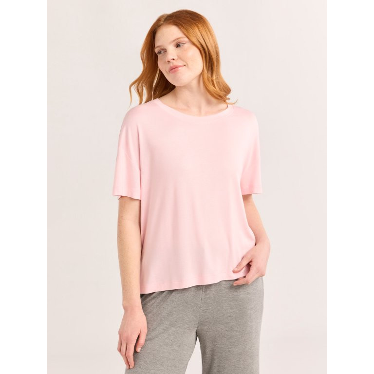 Joyspun Women’s Scoop Neck Sleepwear Tee with Short Sleeves, Sizes S-3X - Walmart.com | Walmart (US)
