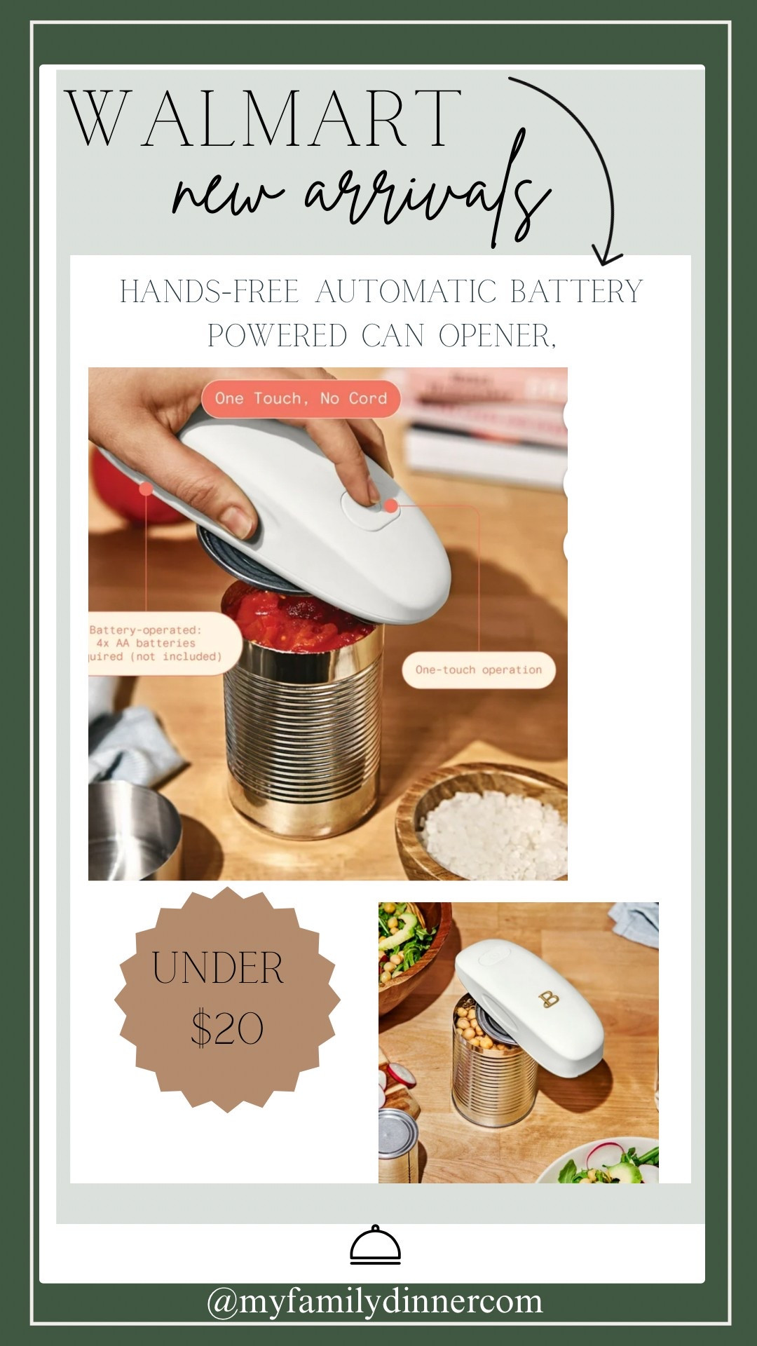 Under $20! This hands free battery operated can opener is designed to open cans of all sizes with just the touch of a button.
Another amazing find from 
@walmart

#LTKFindsUnder50 #LTKFamily #LTKHome