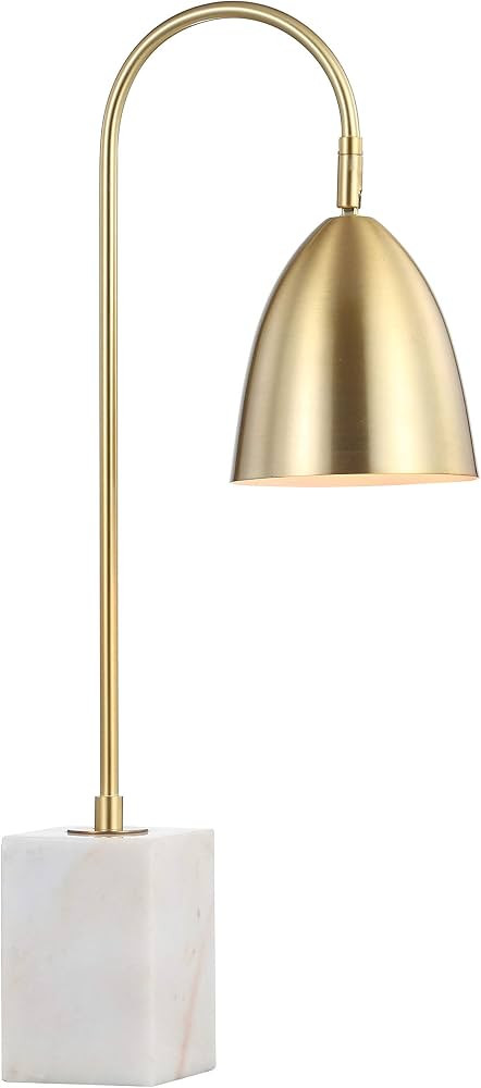 JONATHAN Y Ana Arched Metal Table Lamp 26" Marble Base, Brass Gold/White | Amazon (US)