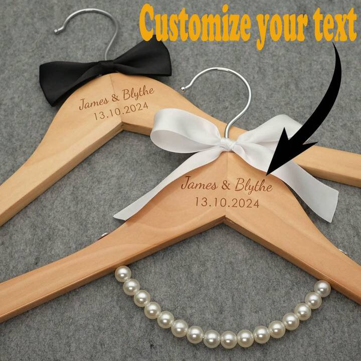 Custom Wedding Dress Hanger Personalized Wedding Hanger Personalized Wedding Hanger Carving Name And Date Bride Shower Gift Exquisite,High-Quality Custom,Personalized,Unique Ideal Gifts For Her Boyfriend,Girlfriend,Dad,Mom,Family,Friends,Pets,Daughter,School Students,Son For Anniversaries,For Birthdays,For Graduation School,Home,Office | SHEIN