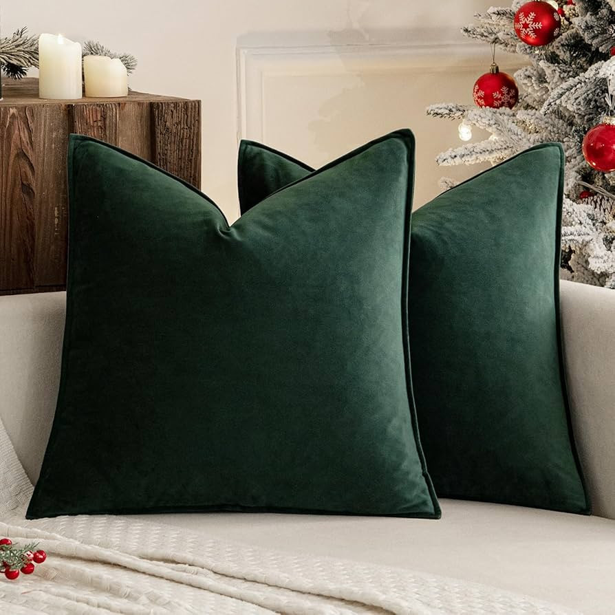 MIULEE Pack of 2 Christmas Decorative Velvet Throw Pillow Cover Soft Pillowcase Solid Square Cush... | Amazon (US)