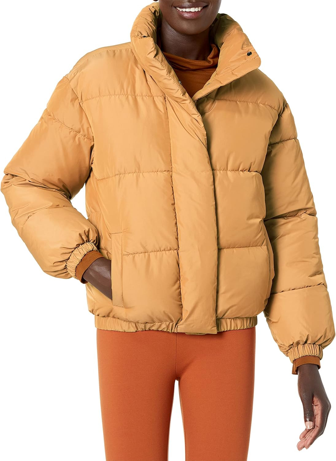 Daily Ritual Women's Mock Neck Short Puffer Jacket | Amazon (US)