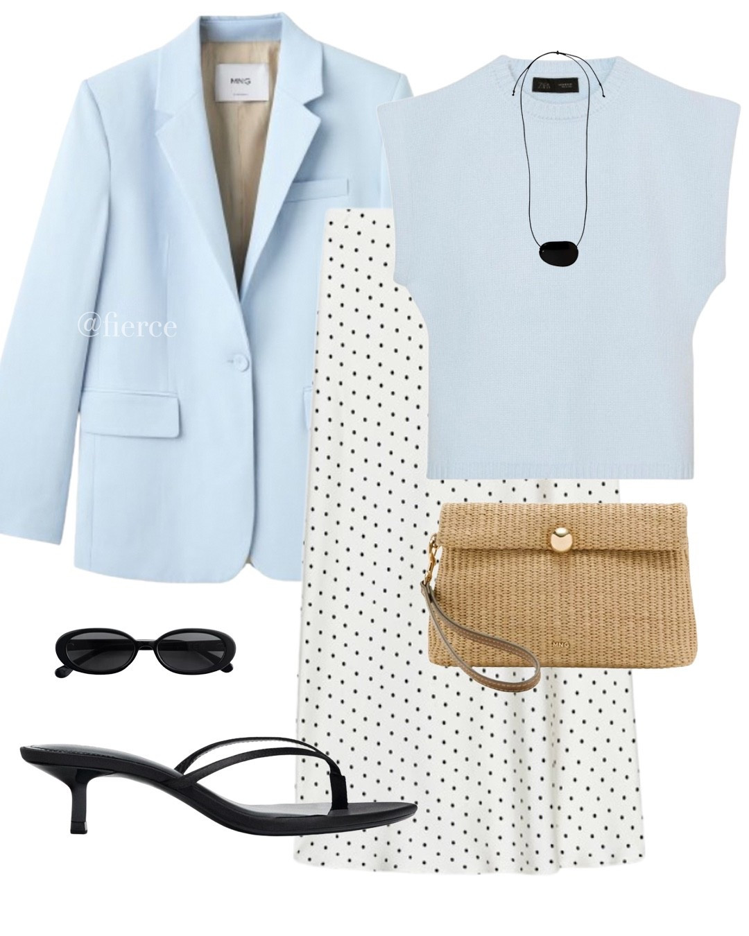 Blue blazer polka dot satin skirt raffia clutch bag satin thing jerked sandals chic outfit lunch date


#LTKsummer #LTKspring #LTKuk