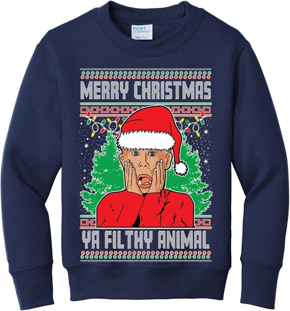 wild custom apparel Merry Christmas Ugly Christmas Kids Youth Girls Boys Crewneck Sweatshirt | Amazon (US)