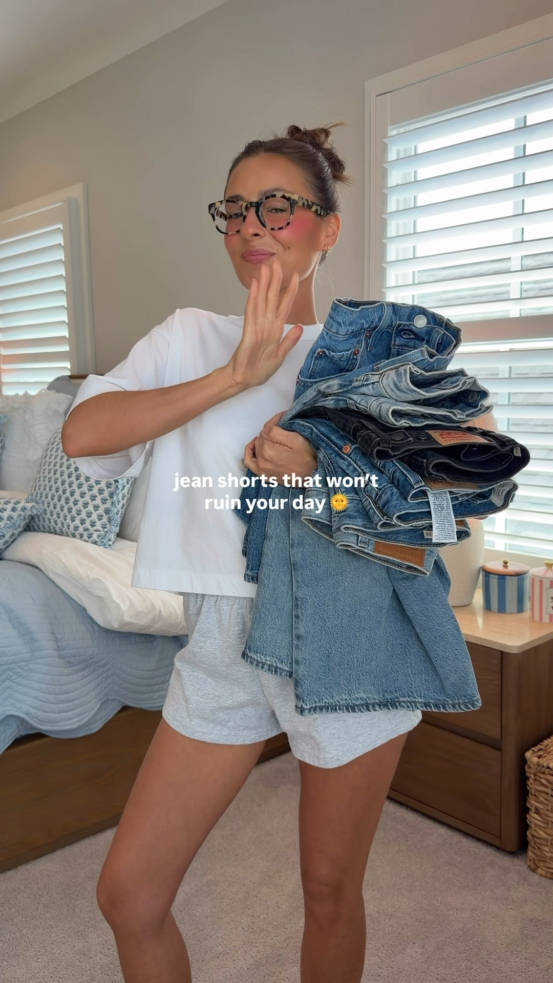 Jean shorts that won’t ruin your day! 

Listing sizes in order shown. 
1: 501’s - TTS - 24 
2: 501’s - TTS - 24 
3: cinch short - TTS - 24 
4: Mid Thigh - 25 - size up 1 
5: high baggy short - TTS - 24 
6: baggy dad short - 25 - 1 size up
Madewell tee is XS

#LTKootd #LTKSeasonal #LTKPetite