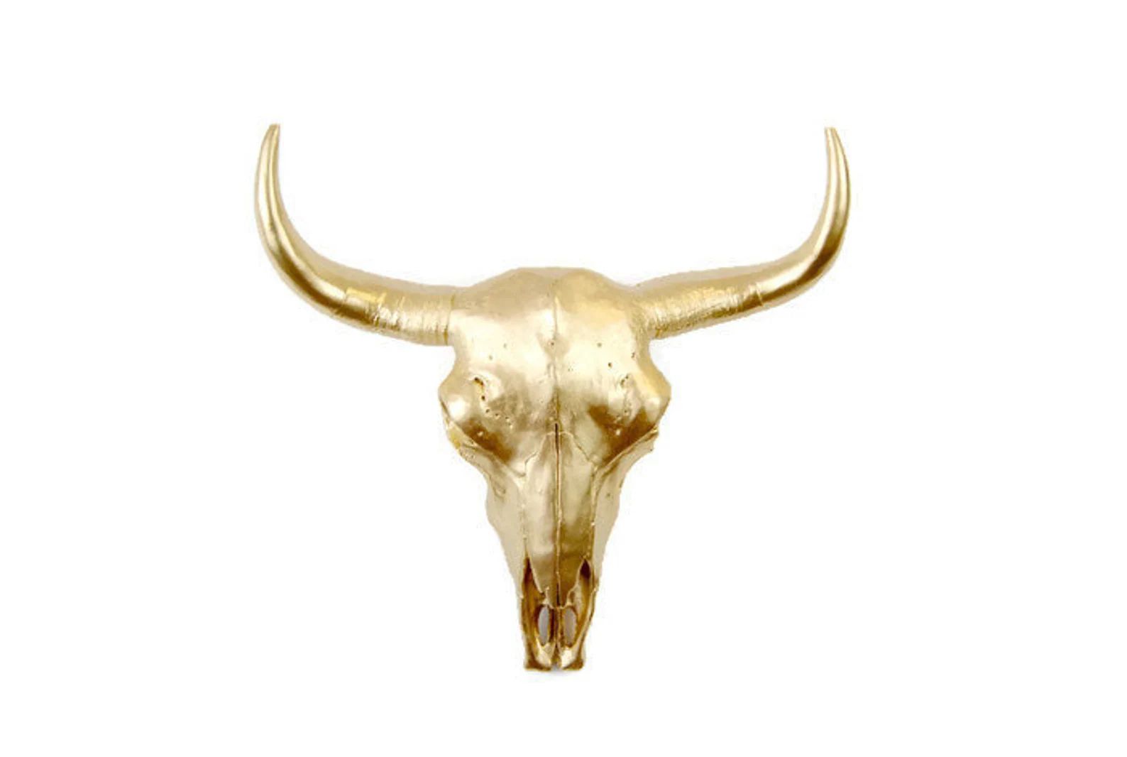 Faux Gold Cow Skull - Faux Taxidermy - Gold Bison Wall Mount BI08 | Etsy (US)
