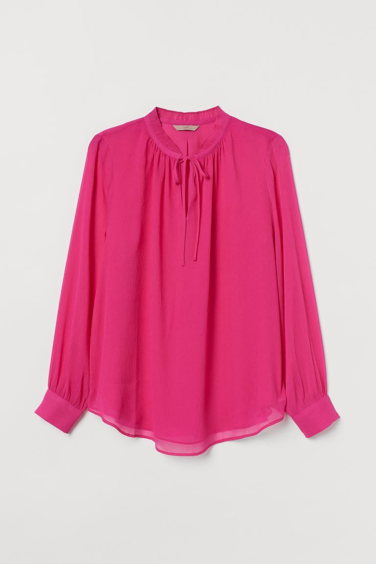 H&M+ Pleated-collar Blouse | H&M (US)