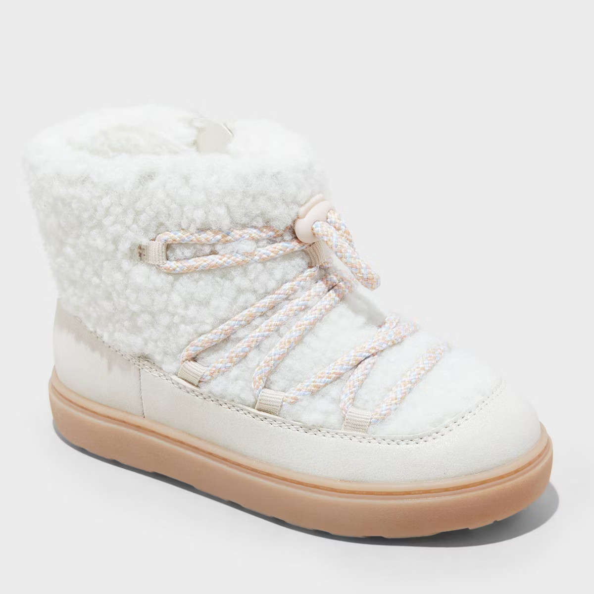 Toddler Jodi Zipper Shearling Style Boots - Cat & Jack™ Cream | Target