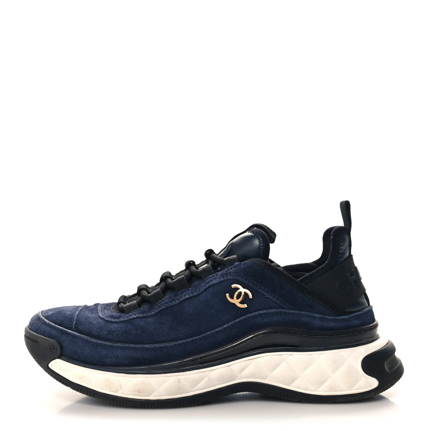 Suede Calfskin CC Sneakers 39 Navy | FASHIONPHILE (US)