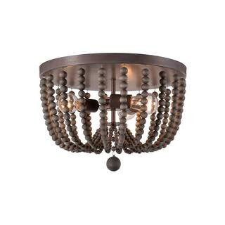 Kenroy Home Dumas 15.75 in. 3-Light Golden Bronze Wood Bead Flush Mount Light-93134GBRZ - The Hom... | The Home Depot
