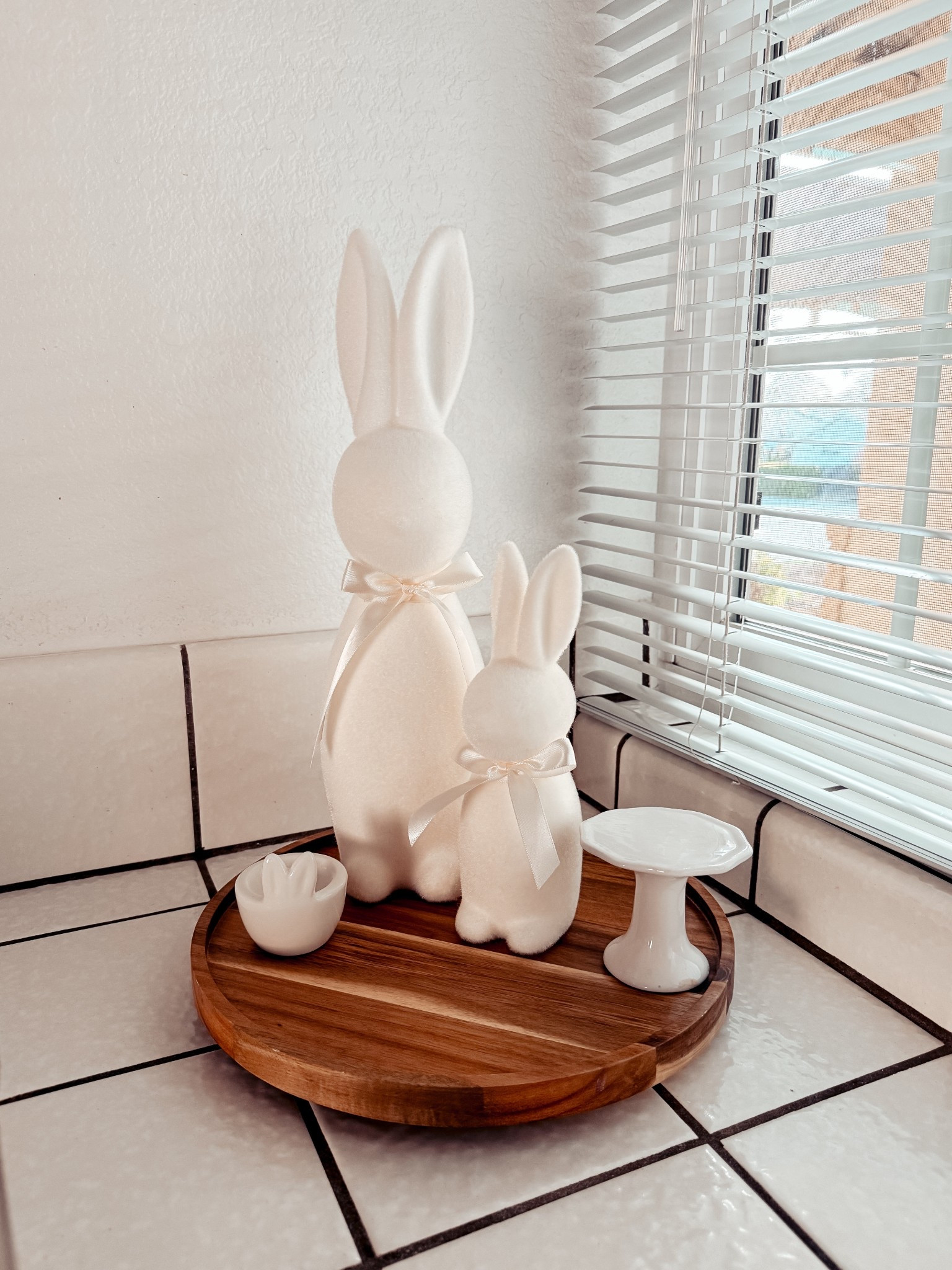 { neutral easter decor ❥

Flocked Bunny . Spring Decor . Native American Content Creator } 

#LTKHome #LTKSeasonal