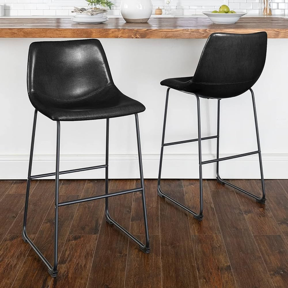 LEMBERI 30 inch Bar Stools Set of 2, Modern Bar Height Barstools, Faux Leather Stool with Back an... | Amazon (US)