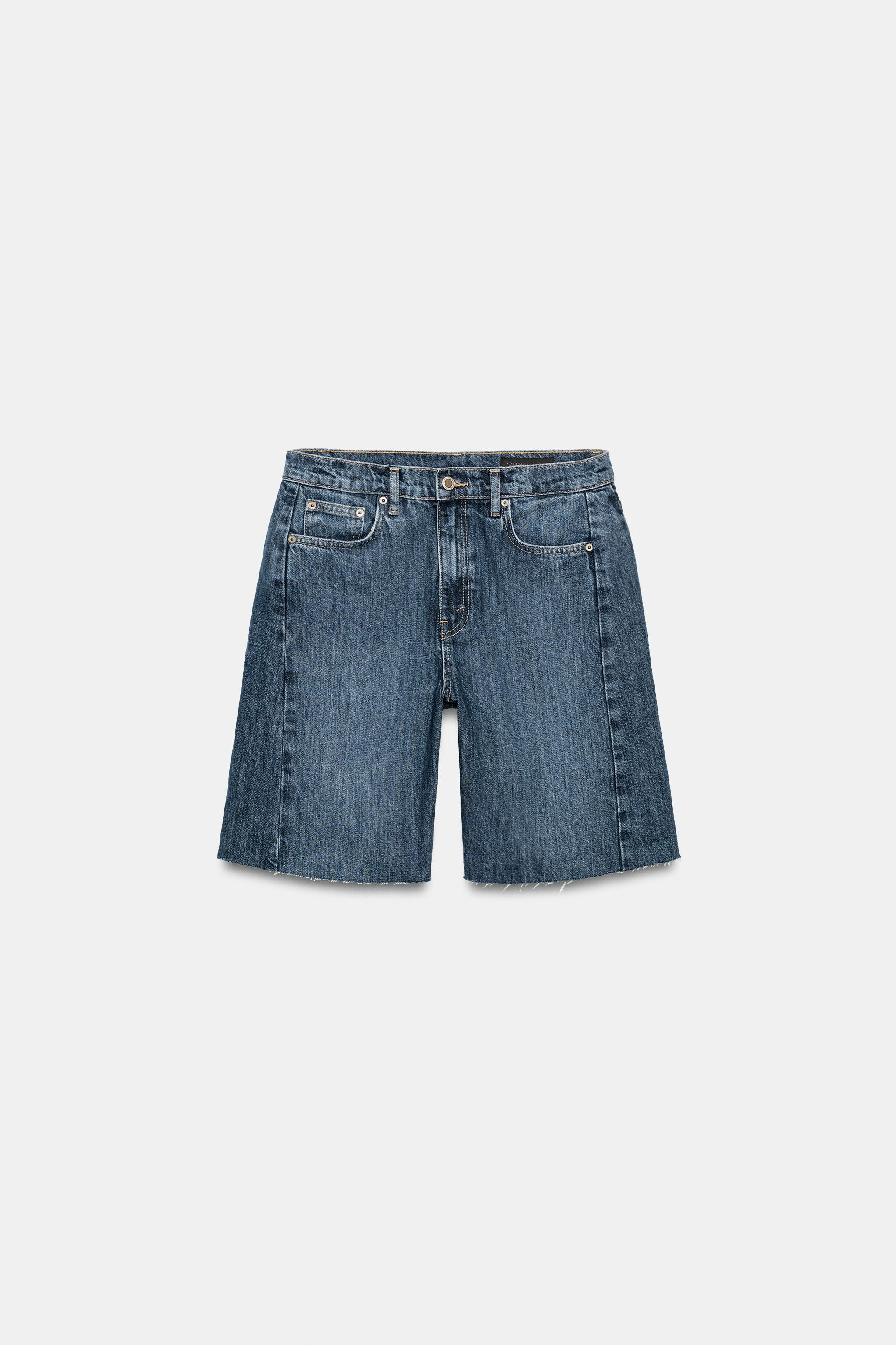 ZW COLLECTION RELAXED FIT MID-RISE DENIM SHORTS | Zara US