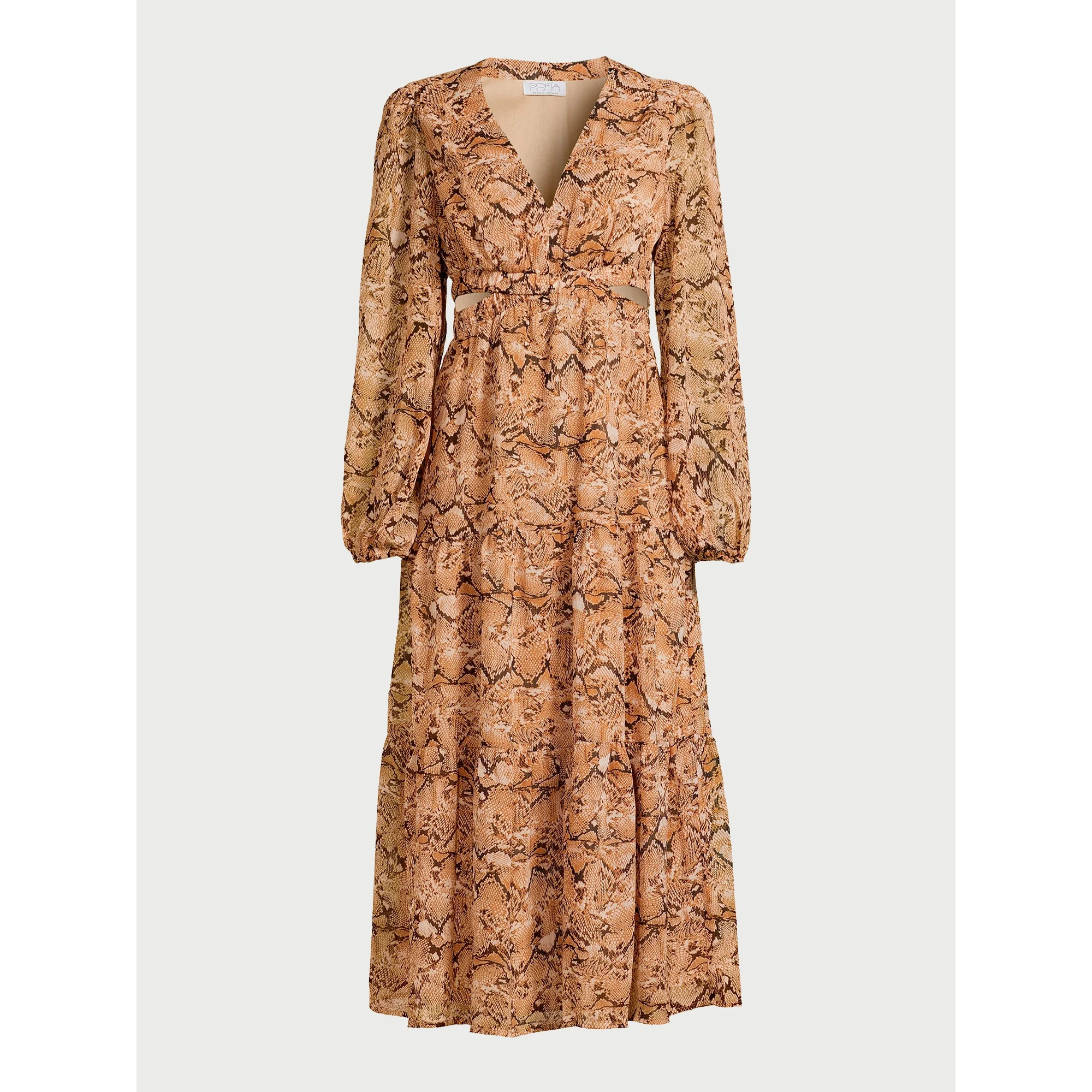 Sofia Jeans Women's and Women's Plus  Cutout Maxi Dress with Long Sleeves,  Sizes XS-5X - Walmart... | Walmart (US)