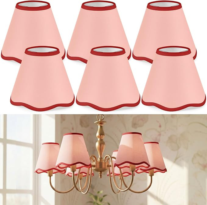 2.9" Top x 5.9" Bottom x 5.1"High, Clip On Bulb Fabric Lampshade, Petal Edge, Living Room Bedroom... | Amazon (US)