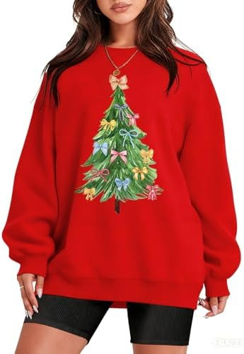 VILOVE Christmas Sweatshirt for Women Funny Christmas Tree Christian Shirt Crewneck Long Sleeve X... | Amazon (US)