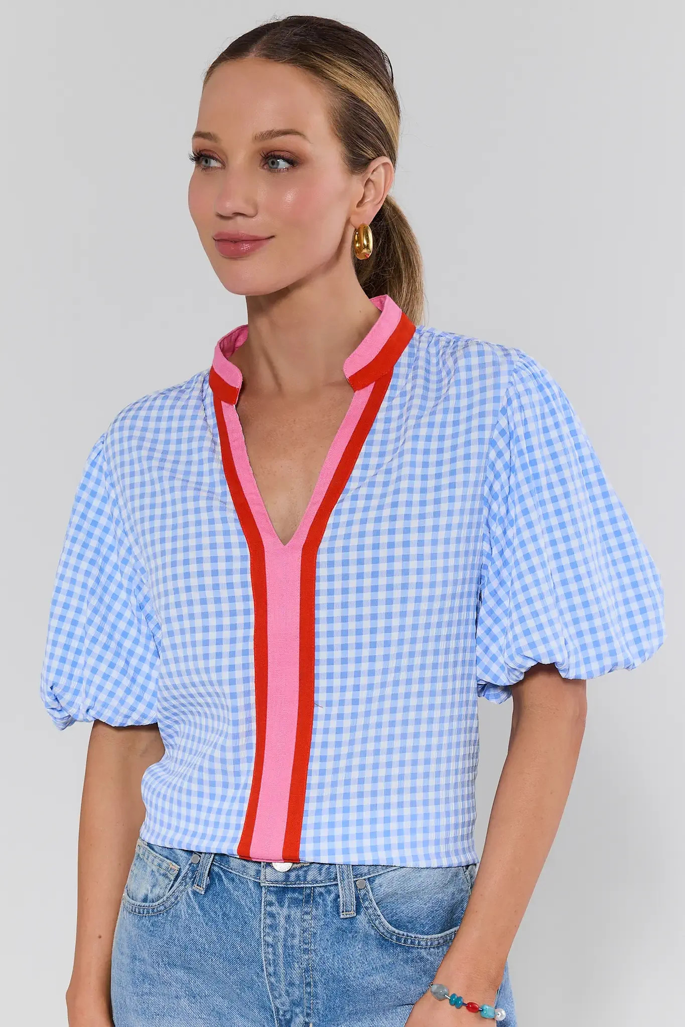 Norma Blue Gingham Top by THML | Avara