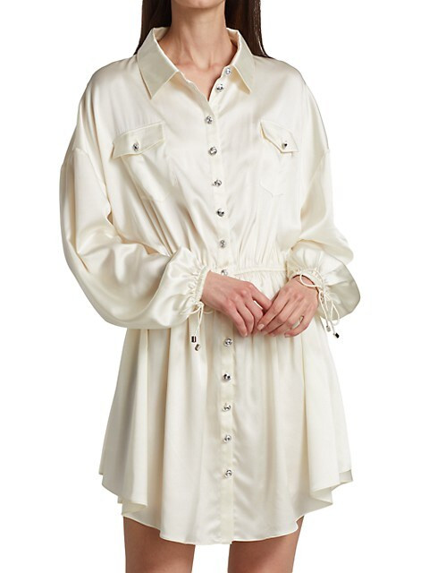 Olive Woven Silk-Blend Dress | Saks Fifth Avenue