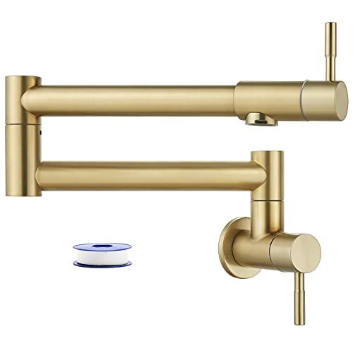 Heyalan Brushed Gold Pot Filler Faucet Folding Stretchable Wall Mount Kitchen Restaurant Sink Faucet | Amazon (US)