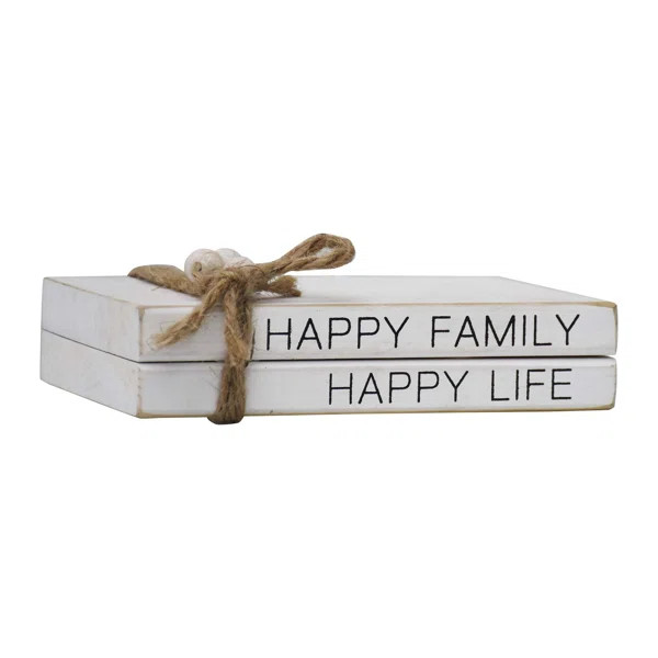 Northrup Happy Family Happy Life Decorative Wood Stacked Books | Wayfair North America