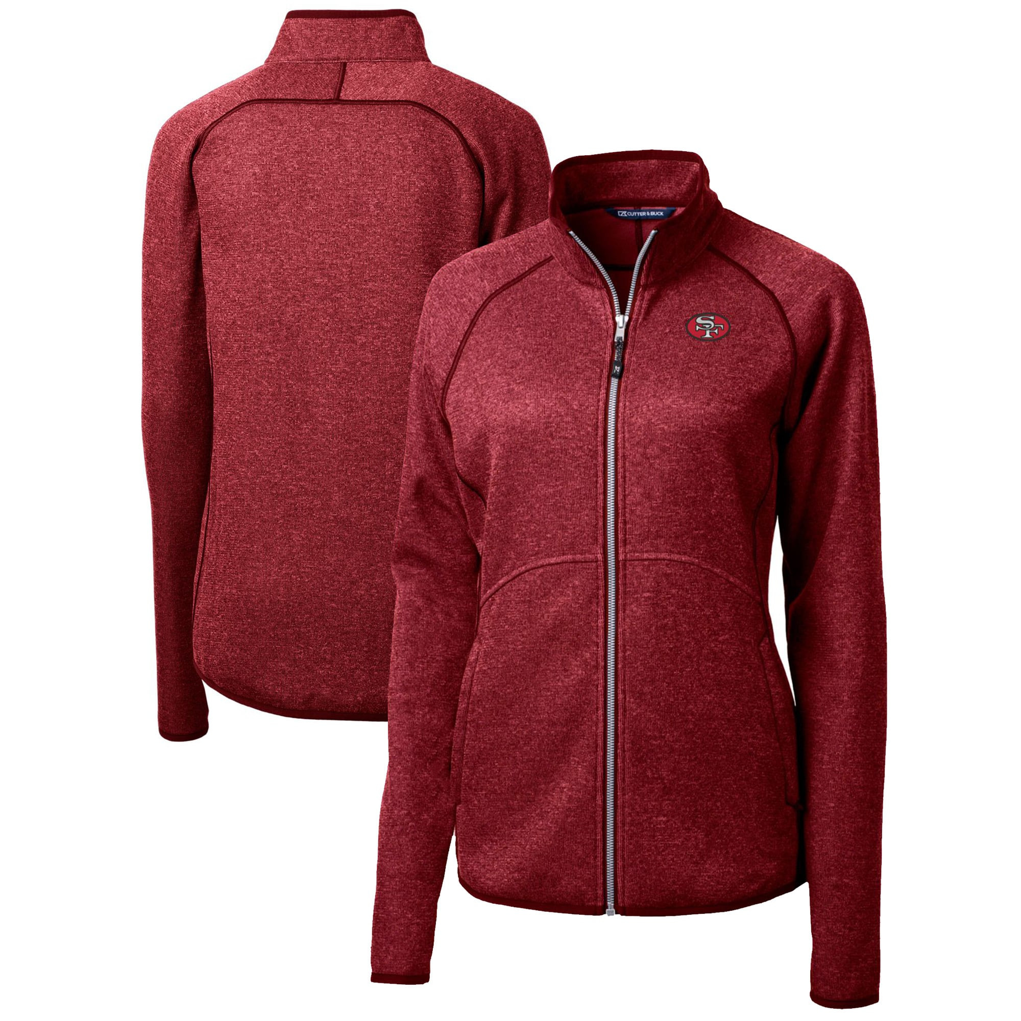 Women's San Francisco 49ers Cutter & Buck Scarlet Throwback Logo Mainsail Sweater Knit Fleece Ful... | NFL Shop