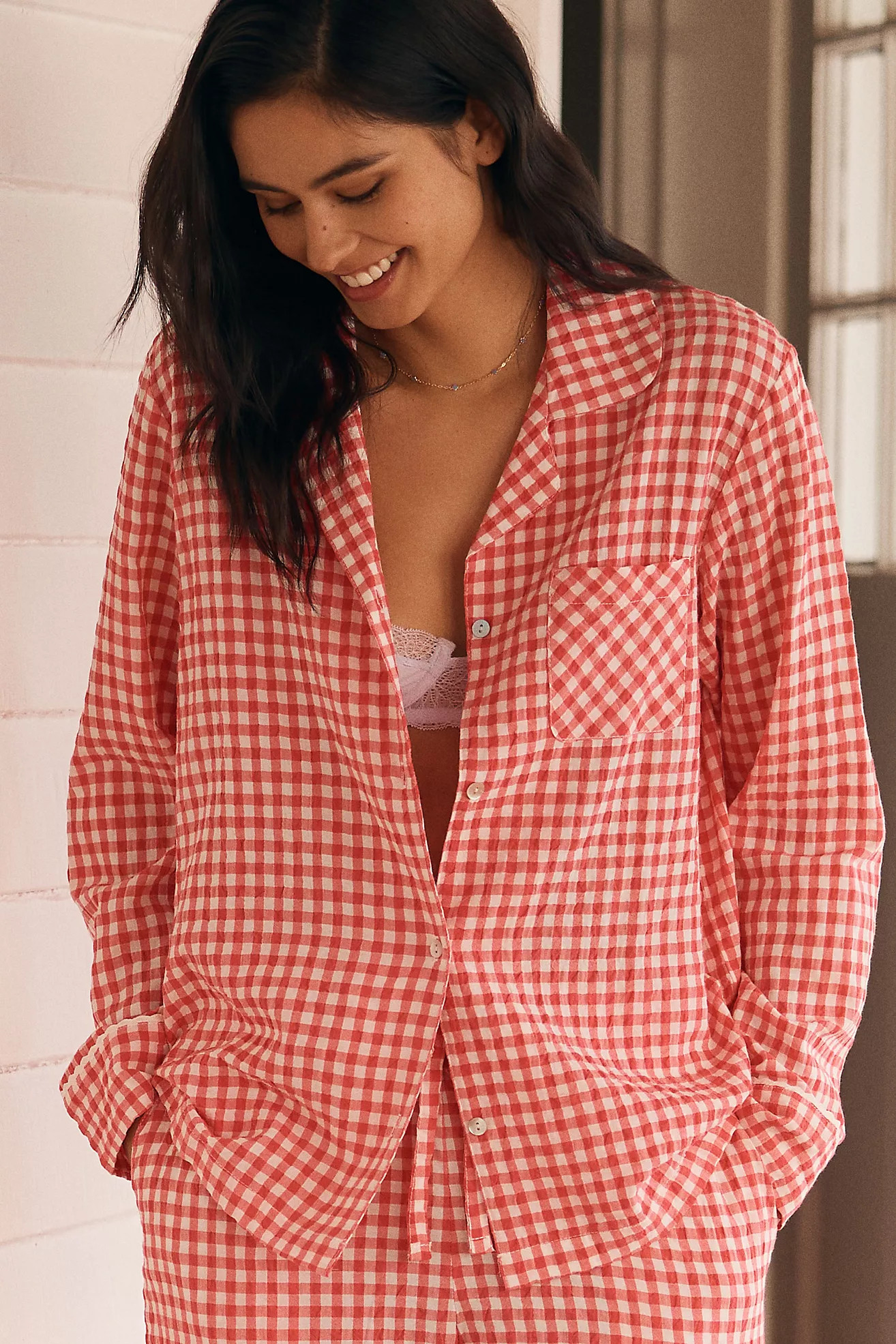 Papinelle Seersucker Gingham Pajama Set | Anthropologie (US)