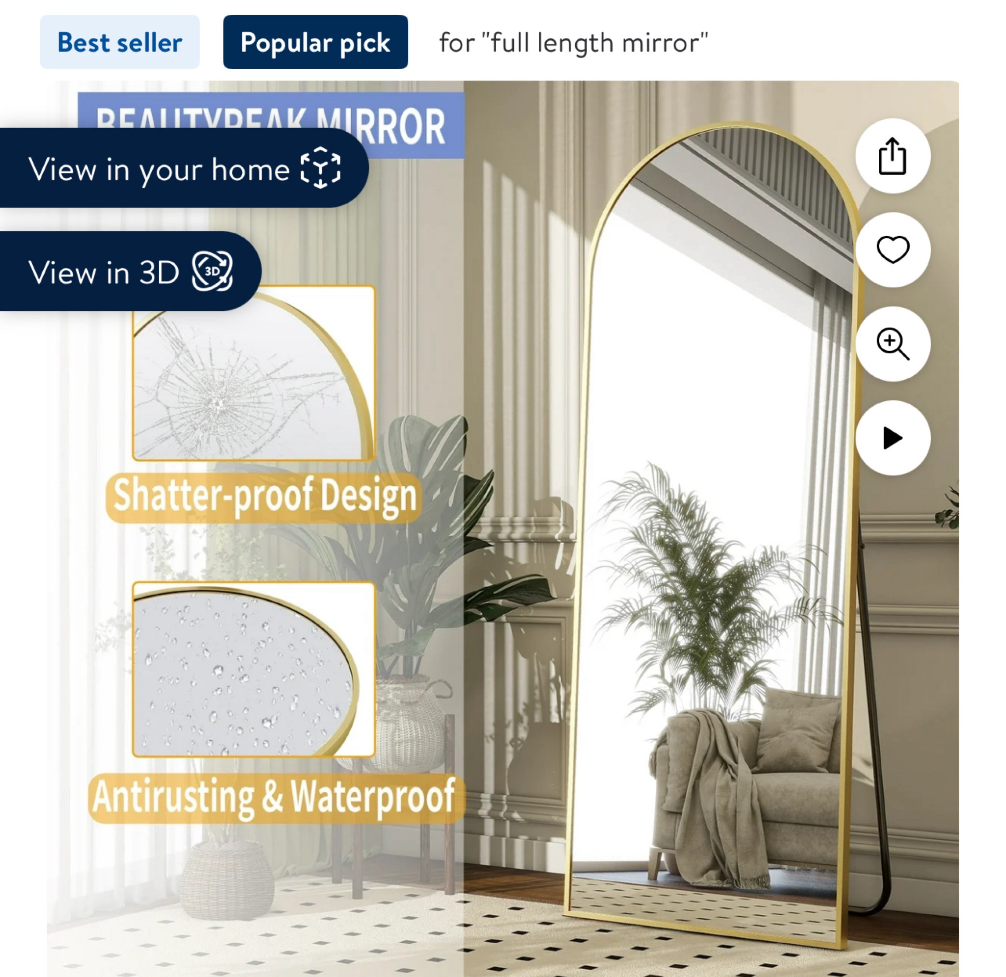 Perfect floor mirror $59 reg $199 