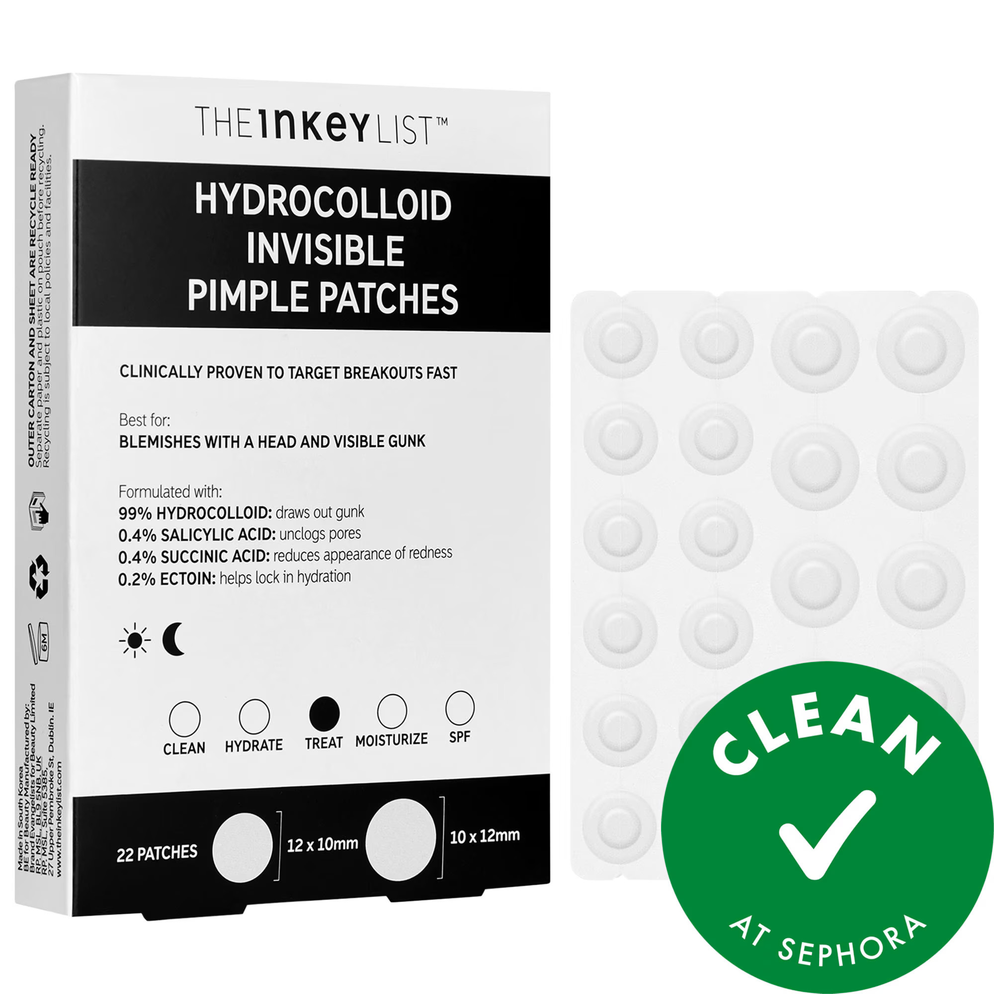 The INKEY List Hydrocolloid Invisible Pimple Patches + Salicylic Acid 22 Patches | Sephora (US)