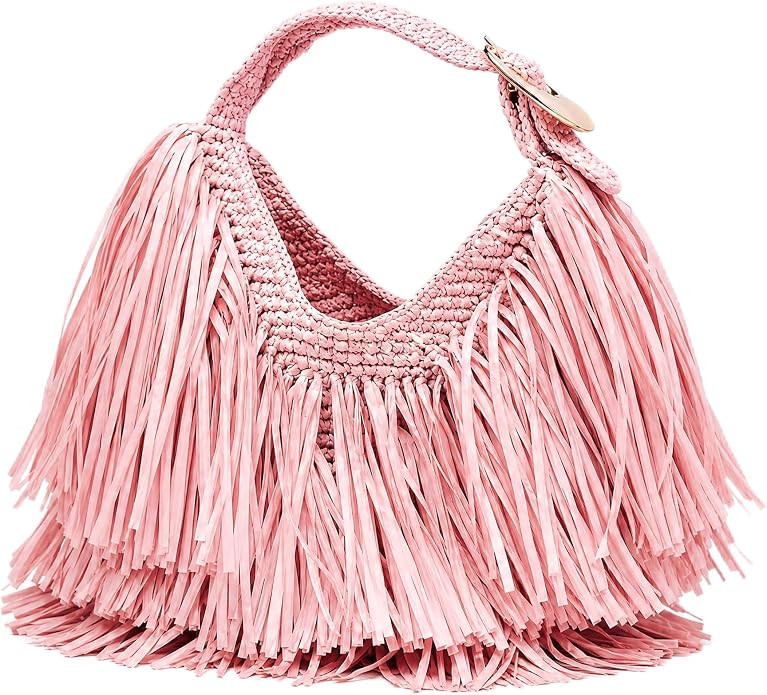 Fringe Purse,Western Purse for Women,Straw Clutch Bag, Tassel Hobo Bag for Daily & Travel | Amazon (US)
