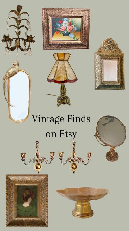 Vintage home decor- lamp, vanity mirror, candelabra, wall sconces, mirror, framed art 

#LTKfindsunder100 #LTKstyletip #LTKhome