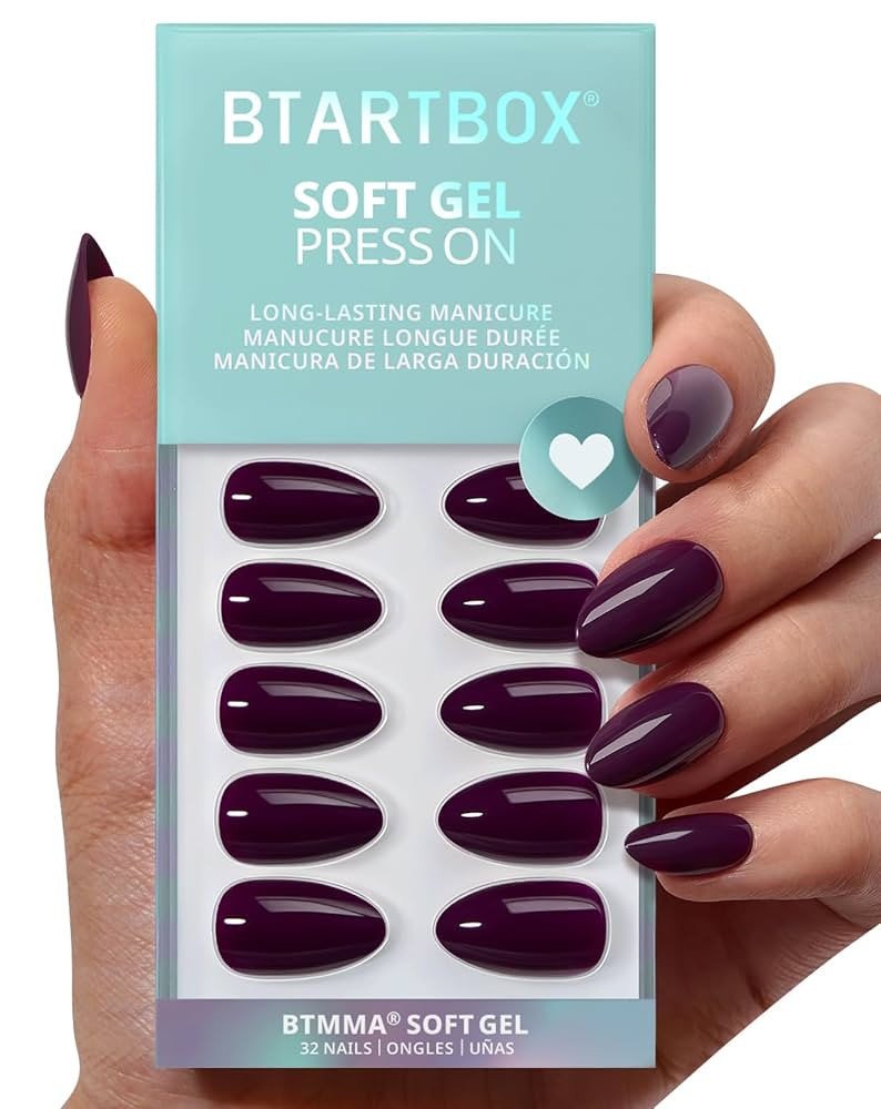 BTArtbox Press On Nails Short - Poison Potion, Dark Purple Almond Halloween Press On Nails with G... | Amazon (US)