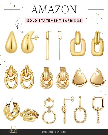 Elevate your style with these stunning gold statement earrings from Amazon! Perfect for adding a touch of glamour to any outfit, these earrings are sure to turn heads wherever you go. Whether you're dressing up for a special occasion or adding some flair to your everyday look, these earrings are a must-have accessory. Made with high-quality materials, they're both fashionable and durable. Plus, they make the perfect gift for any fashion-forward friend or loved one. Shop now and add a touch of elegance to your jewelry collection! #LTKstyletip #LTKfindsunder100 #LTKfindsunder50 #GoldEarrings #StatementEarrings #AmazonFinds #FashionJewelry #Accessorize #ElegantStyle #Glamourous #Fashionista #JewelryLover #TrendyAccessories #FashionForward #GiftIdeasn #AccessorizeWithAmazon #StylishJewelry #GlamorousStyle #FashionInspiration #MustHave #TreatYourself

