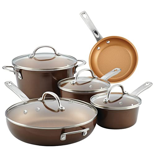 Ayesha Curry Home Collection Nonstick Cookware Pots and Pans Set, 9 Piece, Brown Sugar | Amazon (US)