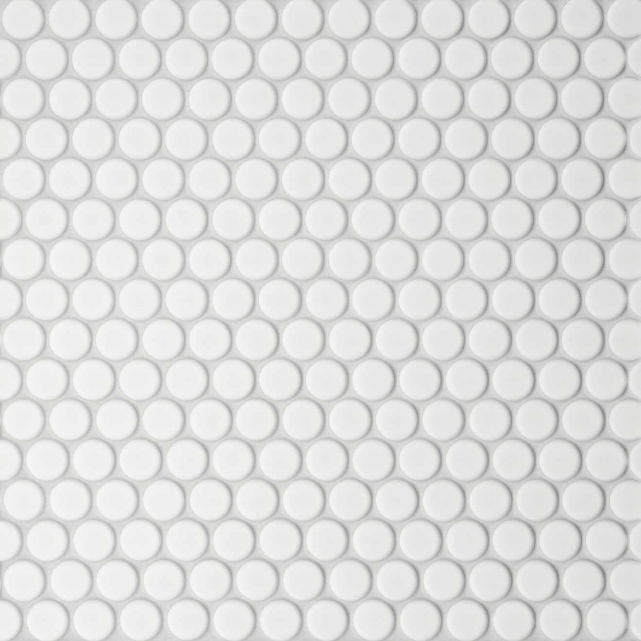 Le Cafe 1" x 1" Penny Round Matte Porcelain Mosaic Tile in White | Bedrosians Tile & Stone