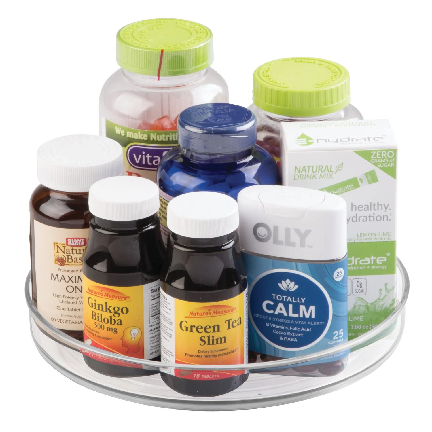 iDesign Linus Lazy Susan Turntable Spice Organizer Rack for Kitchen 9", Clear | Walmart (US)