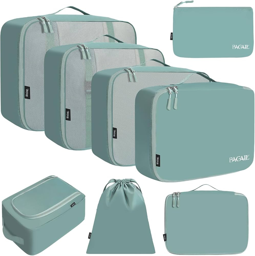 BAGAIL 8 Set Packing Cubes Luggage Packing Organizers for Travel Accessories (Dusty Teal) | Amazon (US)