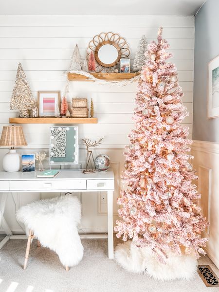 This 7’ Flocked Christmas Tree in rose gold is BEAUTIFUL!!!
Love the height and slender style- perfect for a bedroom corner!

Christmas tree, pink Christmas Tree, flocked Christmas Tree, holiday bedroom, Christmas decor, Christmas bedroom decor, teen girl bedroom decor, faux fur rug, Hollywood vanity mirror, disco ball decor, floating shelves, rattan table lamp, Studio McGee lamp, coastal decor, glass mercury ornaments, coastal art print. 

#holiday #christmastree 


#LTKhome #LTKHoliday #LTKSeasonal
