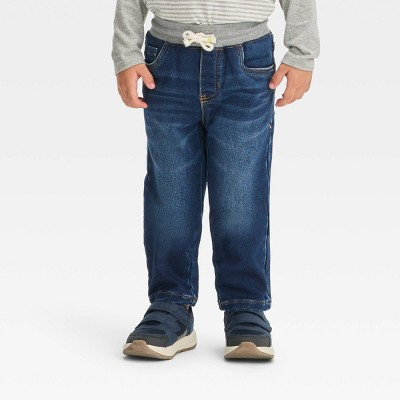 Toddler Boys' Pull-On Straight Fit Jeans - Cat & Jack™ Blue Denim 2T: Midweight, Elastic Waist, Super Stretch | Target