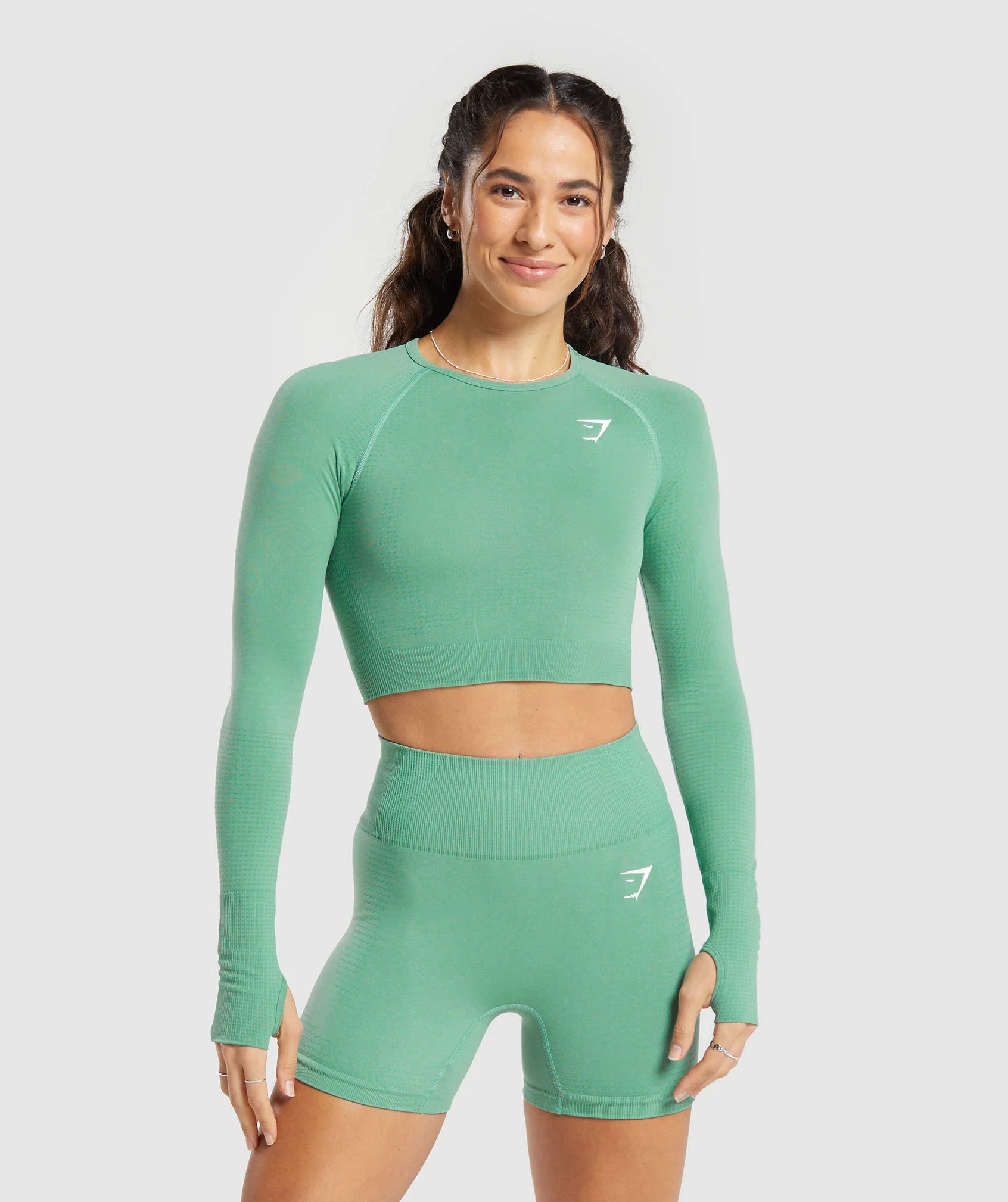 Gymshark Vital Seamless 2.0 Crop Top - Lagoon Green/ Marl | Gymshark US