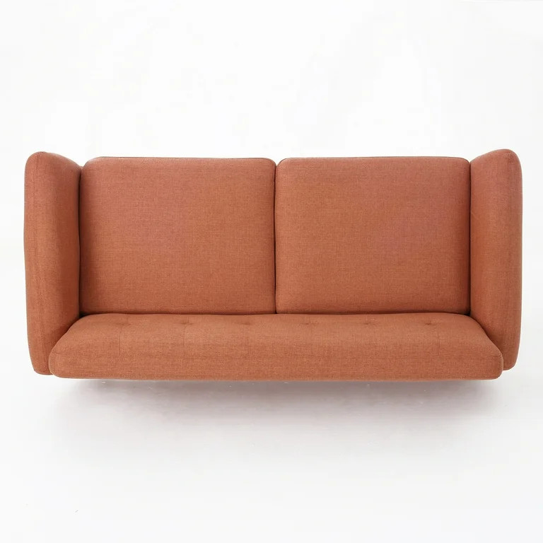 Noble House Abitha Fabric Sofa, Burnt Orange, Natural Oak - Walmart.com | Walmart (US)