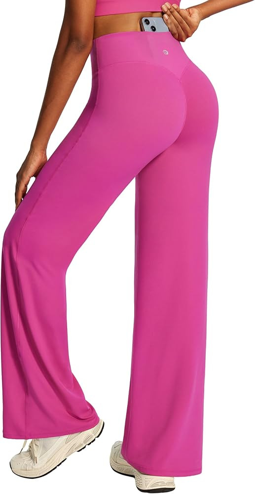 Wide Leg Yoga Pants for Women Butt Lifting Straight Leg Leggings High Waist Tummy Control No Fron... | Amazon (US)