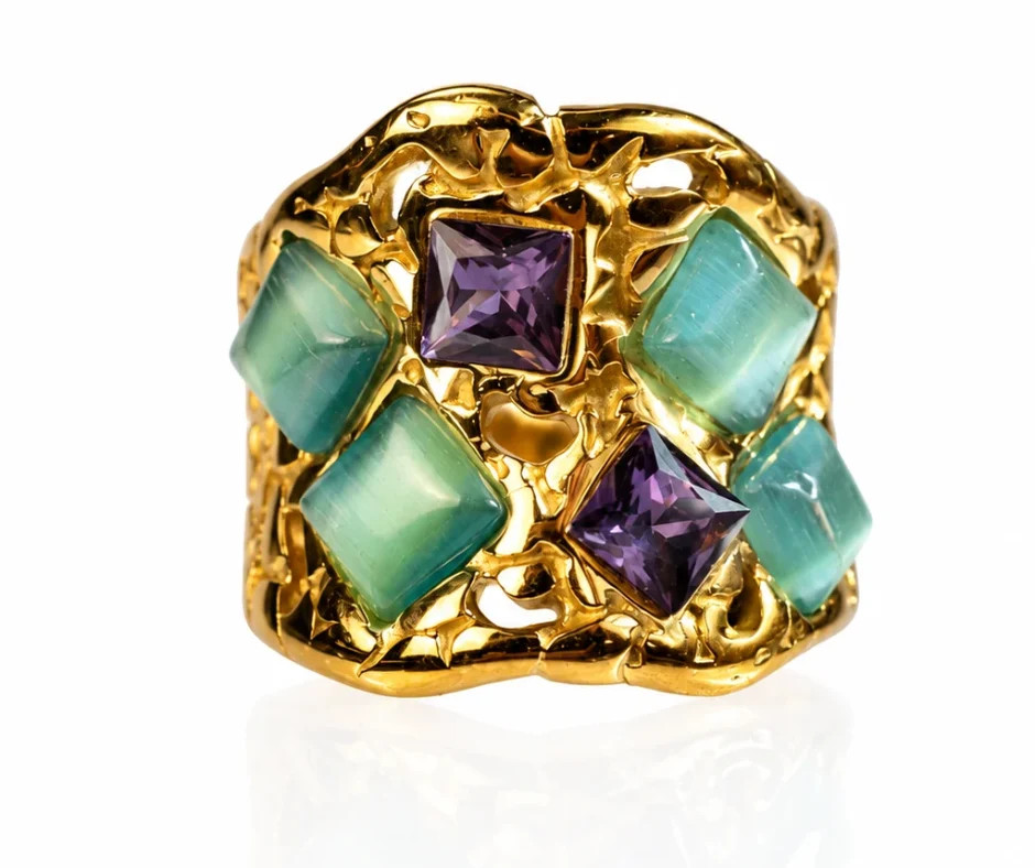 European Affair 316L Stainless Steel Gem Cocktail Ring | KC Chic Designs