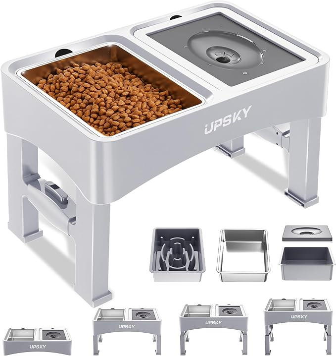 UPSKY 3-in-1 Elevated Dog Bowls: Slow Feeder, Adjustable Stand, No Spill Dispenser - Stainless St... | Amazon (US)