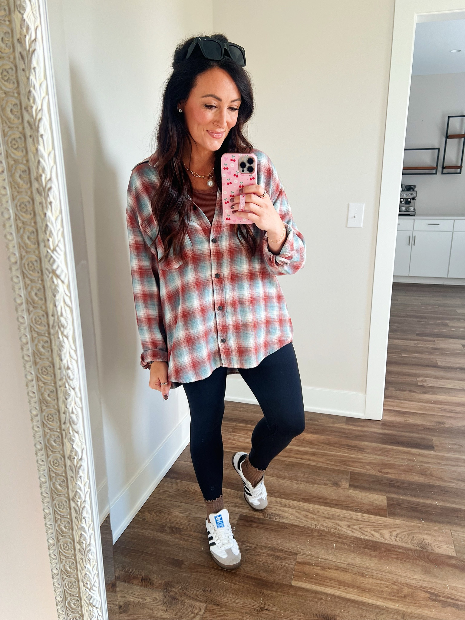 Medium flannel
Medium leggings 
size down in sneakers 

#LTKSeasonal #LTKStyleTip #LTKFindsUnder50