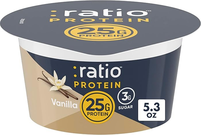 Ratio Yogurt Protein Cultured Dairy Snack, Vanilla, 25g Protein, 5.3 OZ | Amazon (US)